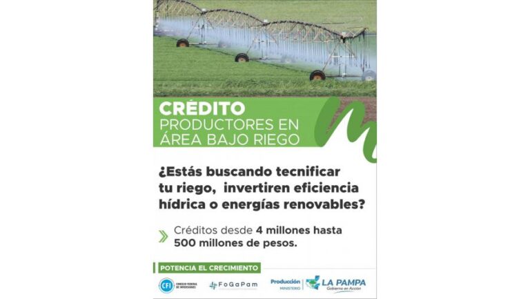 Lanzaron nueva línea crediticia para productores del área bajo riego